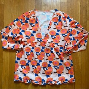 Small Peach Print Blouse